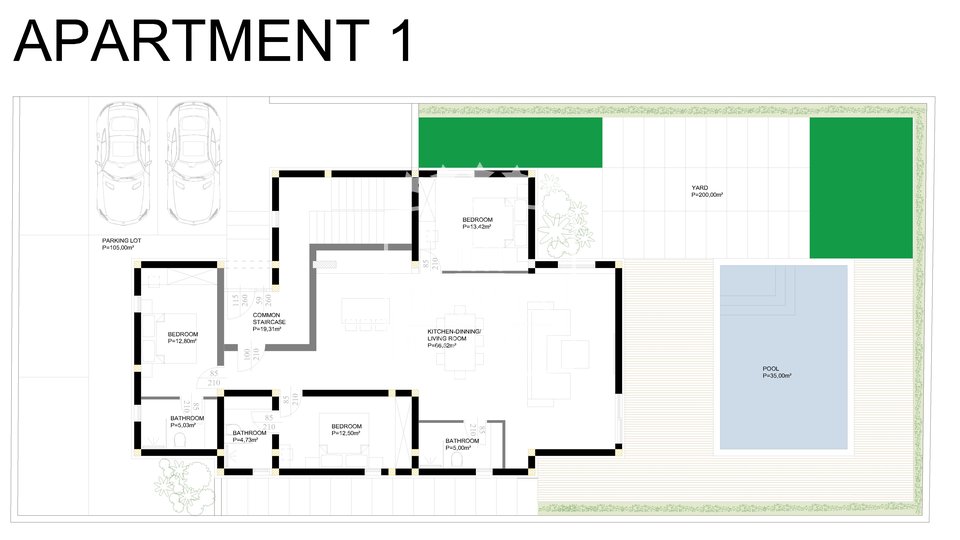 Vir - trosoban stan u prizemlju120m2 s dvorištem i bazenom, novogradnja! 400000€