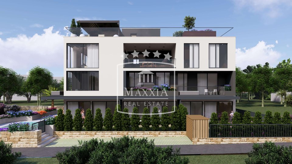 Sukošan - 3.5 room ap. with a graden and POOL new construction FIRST ROW to sea! 494150€