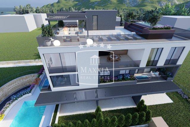 Sukošan - 2.5 Wohnung mit Garten und POOL Neubau ERSTE REIHE zum Meer! 455200€