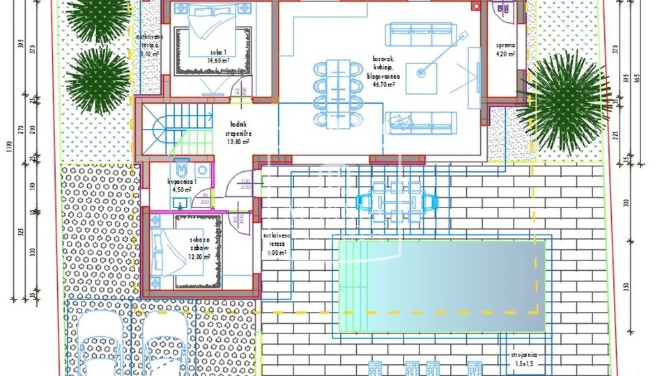 Sabunike – Neubau! Villa mit Pool, 300m vom Meer entfernt! 800000€