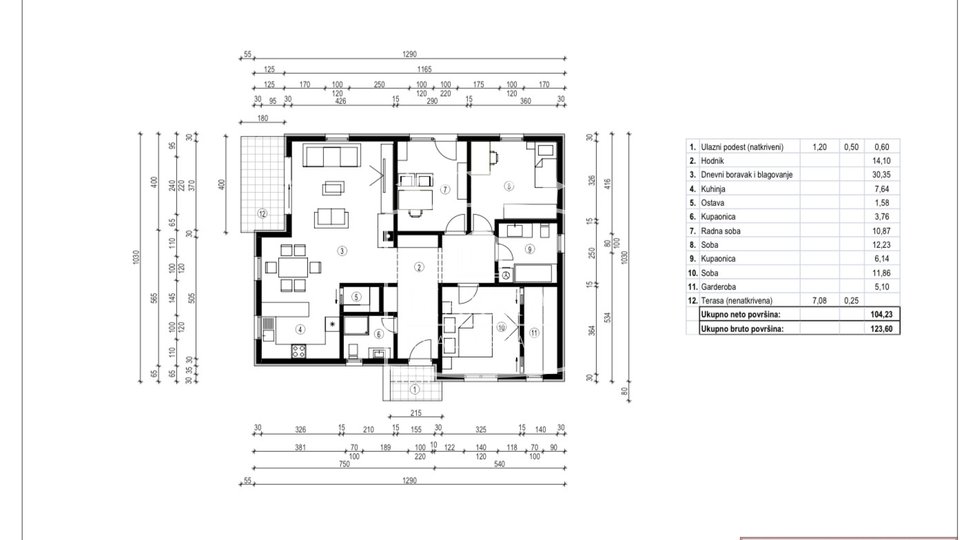 Vrsi - Einstöckiges Haus von 125m2 mit Meerblick! 399000€