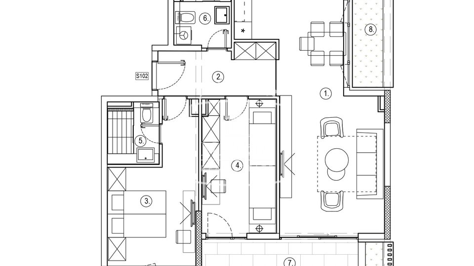 Sukošan - 2,5-Zimmer-Wohnung Neubau erster Stock ERSTE REIHE zum Meer! 369000€