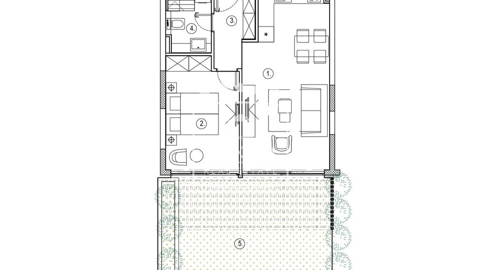 Sukošan - 1.5 ap. sa vrtom novogradnja PRVI RED do mora! 211950€